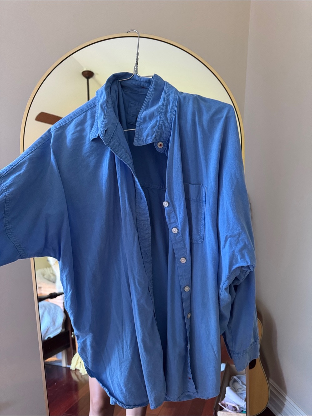 American Eagle Outfitters Relaxed Blue Button-Up Shirt Jacket